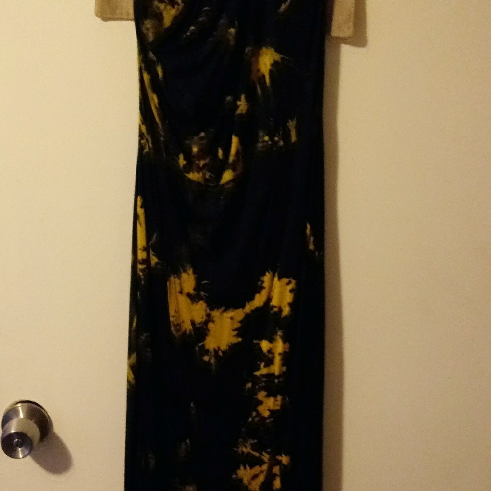 Black and gold. Halter dress